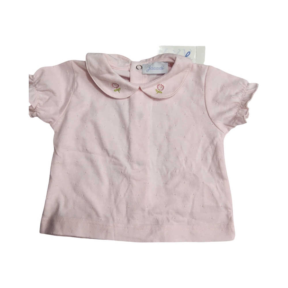 New Jacadi Pink Kids Shirt with Embroidered Collar size 6 months